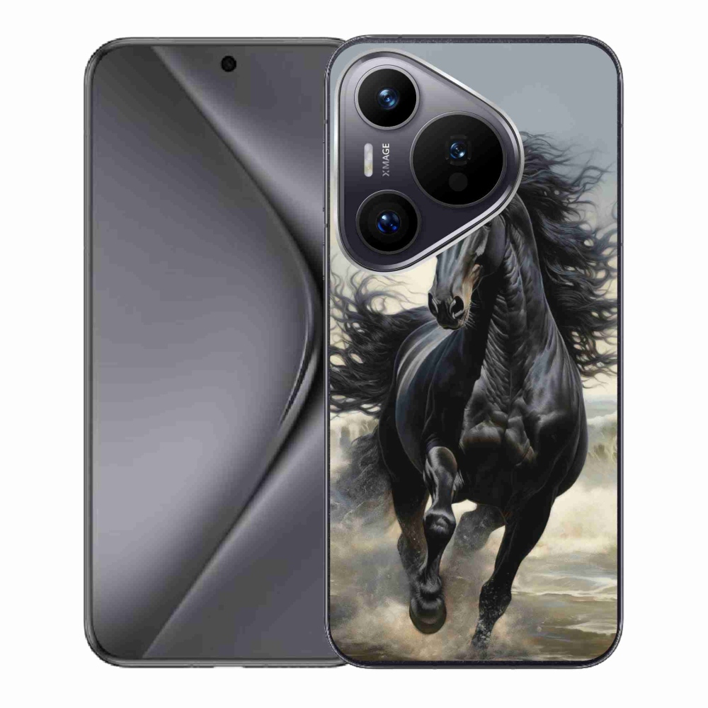 Gelový kryt mmCase na Huawei Pura 70 - běžící černý kůň