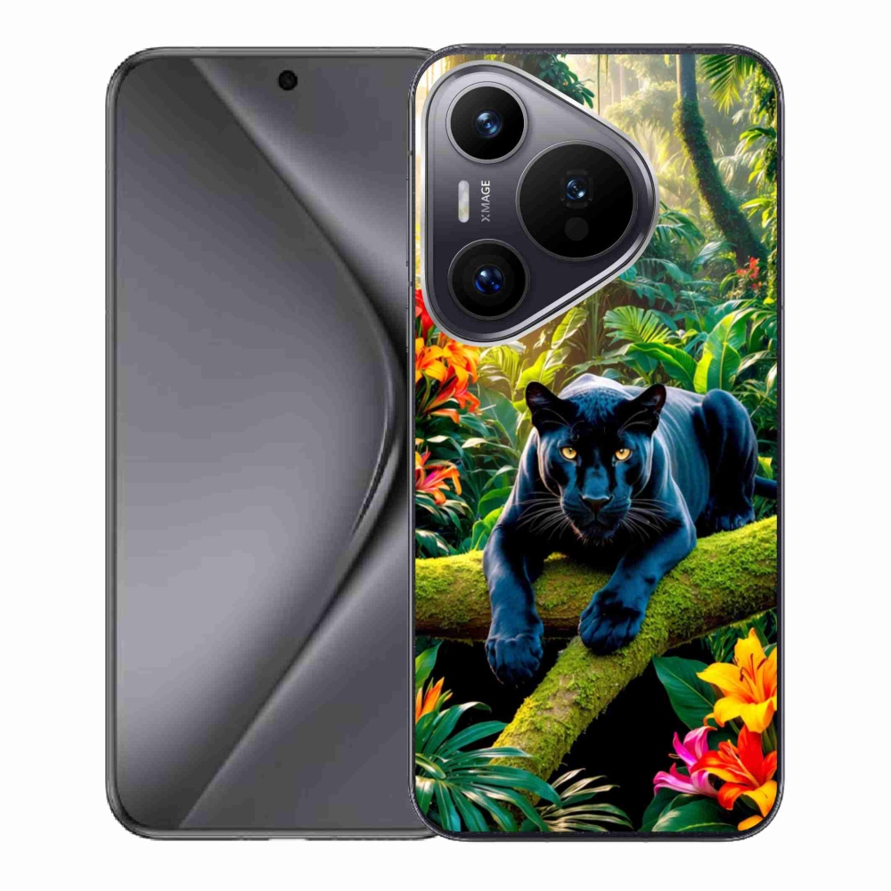 Gelový kryt mmCase na Huawei Pura 70 - černý panter v džungli