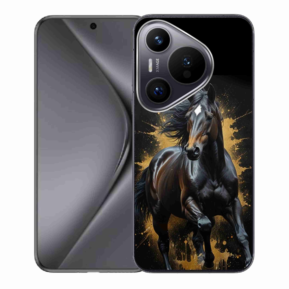 Gelový kryt mmCase na Huawei Pura 70 - elegantní černý hřebec