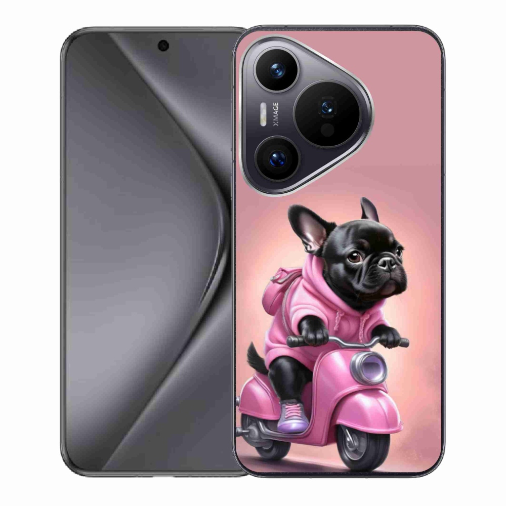 Gelový kryt mmCase na Huawei Pura 70 - francouzský buldoček na skútru