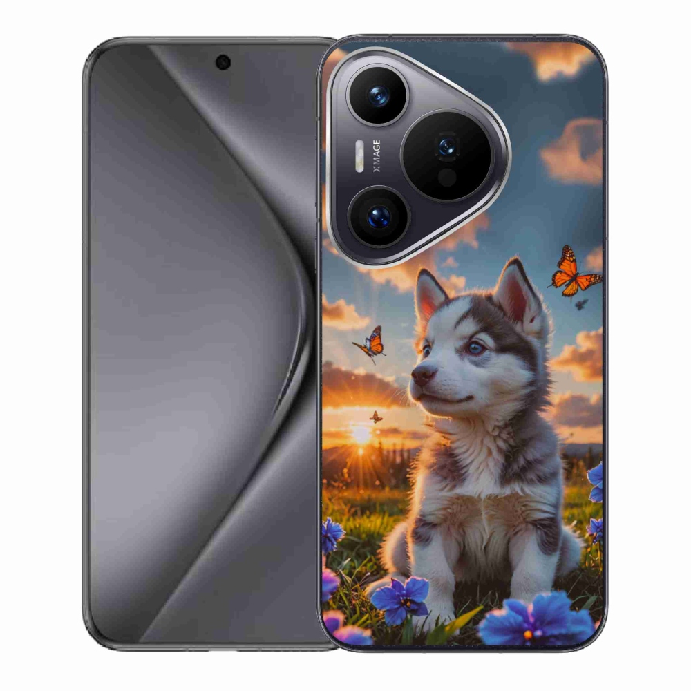 Gelový kryt mmCase na Huawei Pura 70 - husky při západu slunce