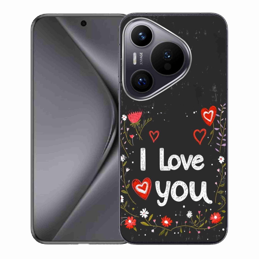 Gelový kryt mmCase na Huawei Pura 70 - I love you černé pozadí