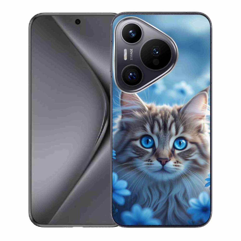 Gelový kryt mmCase na Huawei Pura 70 - koťátko v modrých květech
