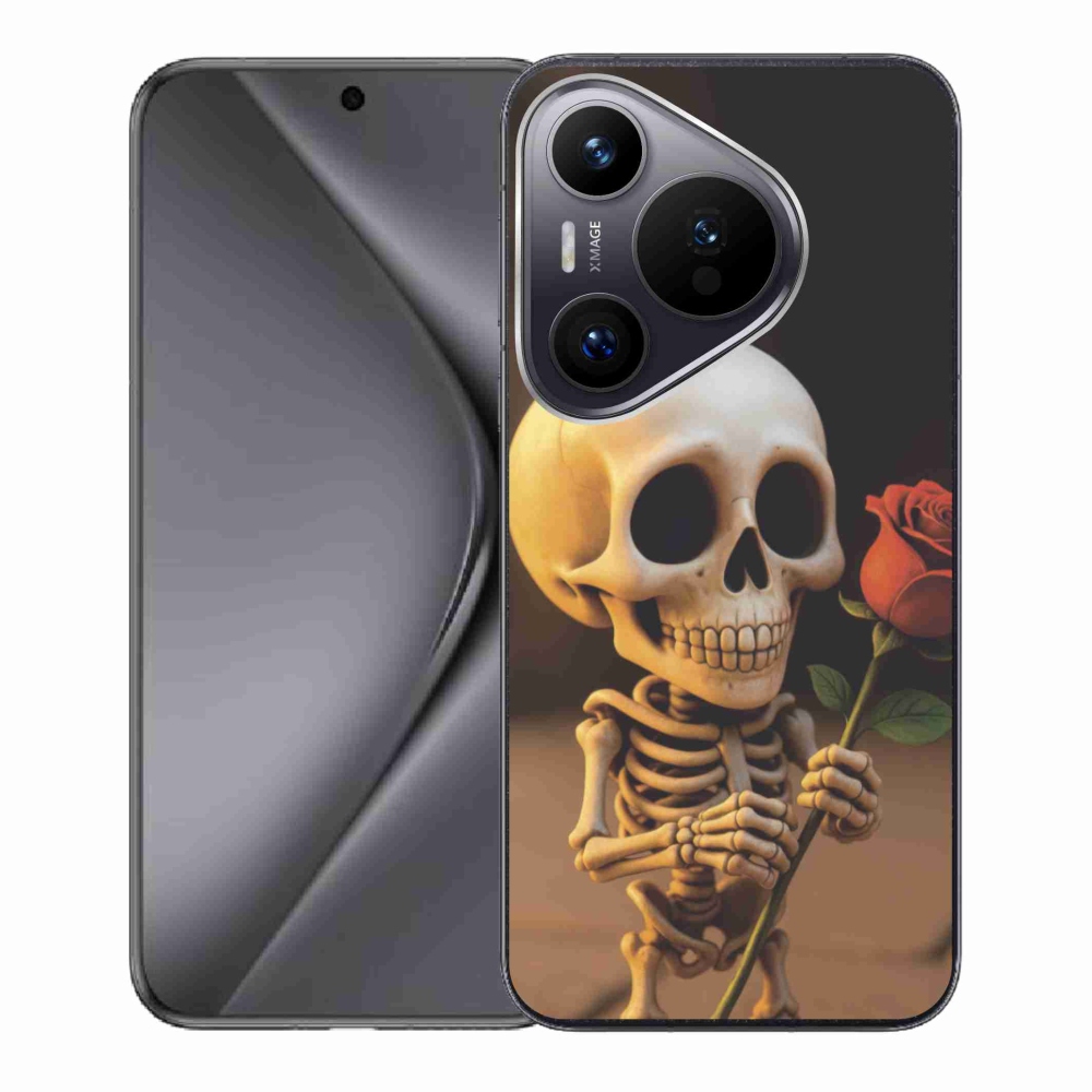 Gelový kryt mmCase na Huawei Pura 70 - kostlivec s růží