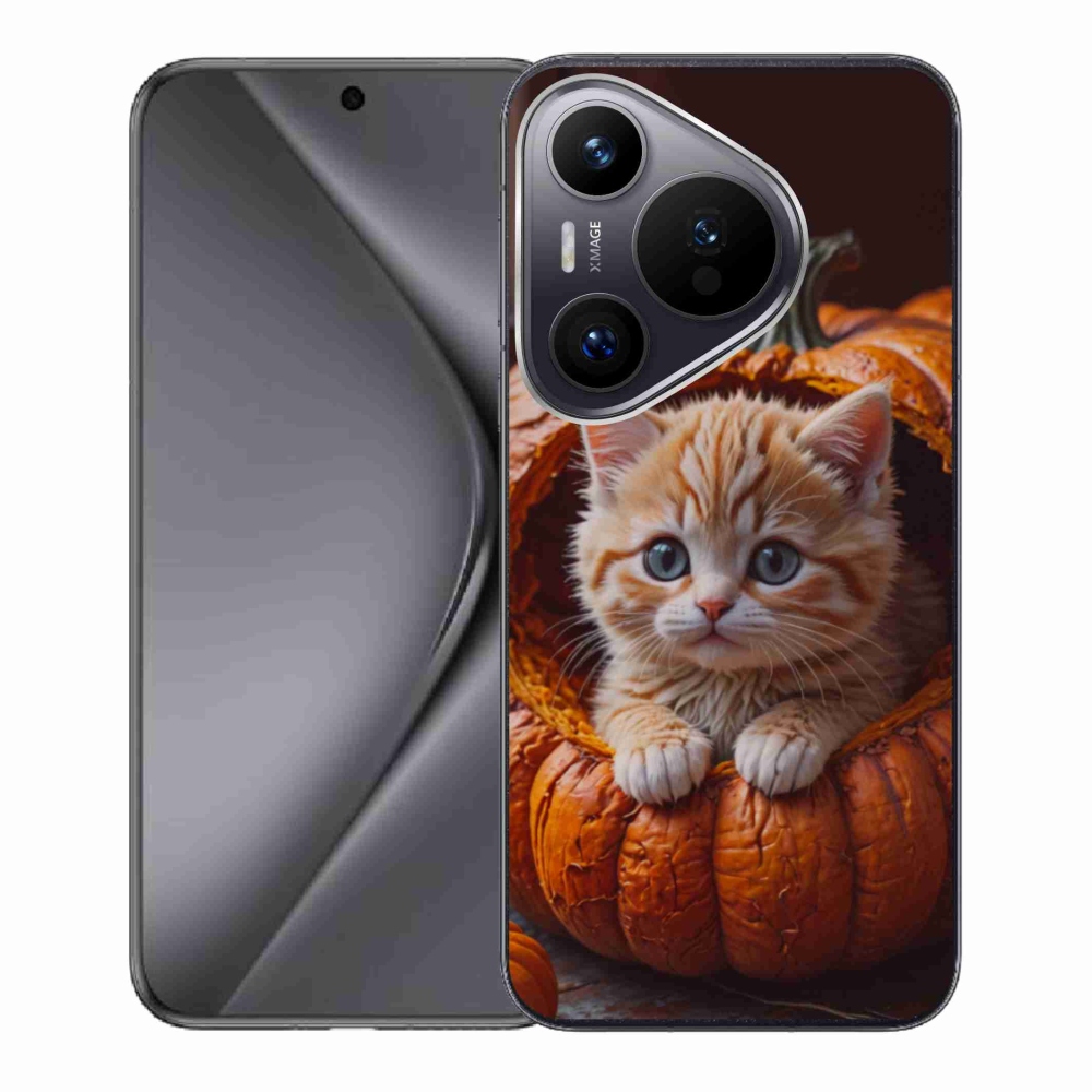 Gelový kryt mmCase na Huawei Pura 70 - kotě a dýně 2