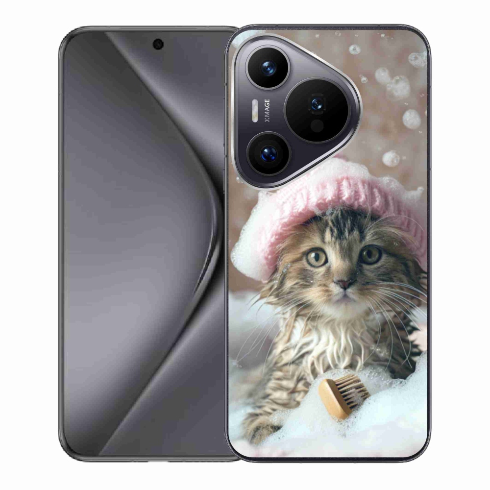 Gelový kryt mmCase na Huawei Pura 70 - kotě a koupel