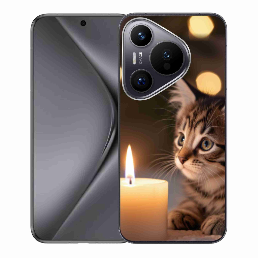 Gelový kryt mmCase na Huawei Pura 70 - kotě a svíčka