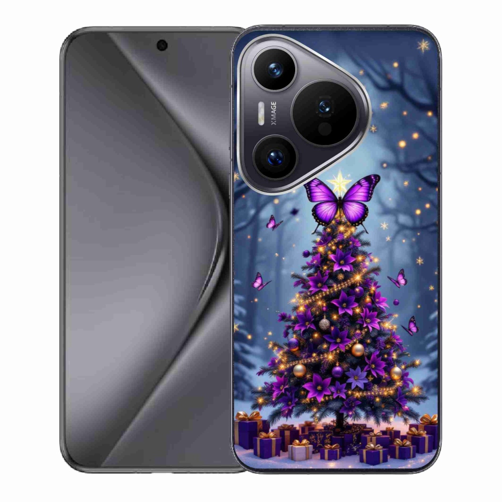 Gelový kryt mmCase na Huawei Pura 70 - motýlí vánoční stromek