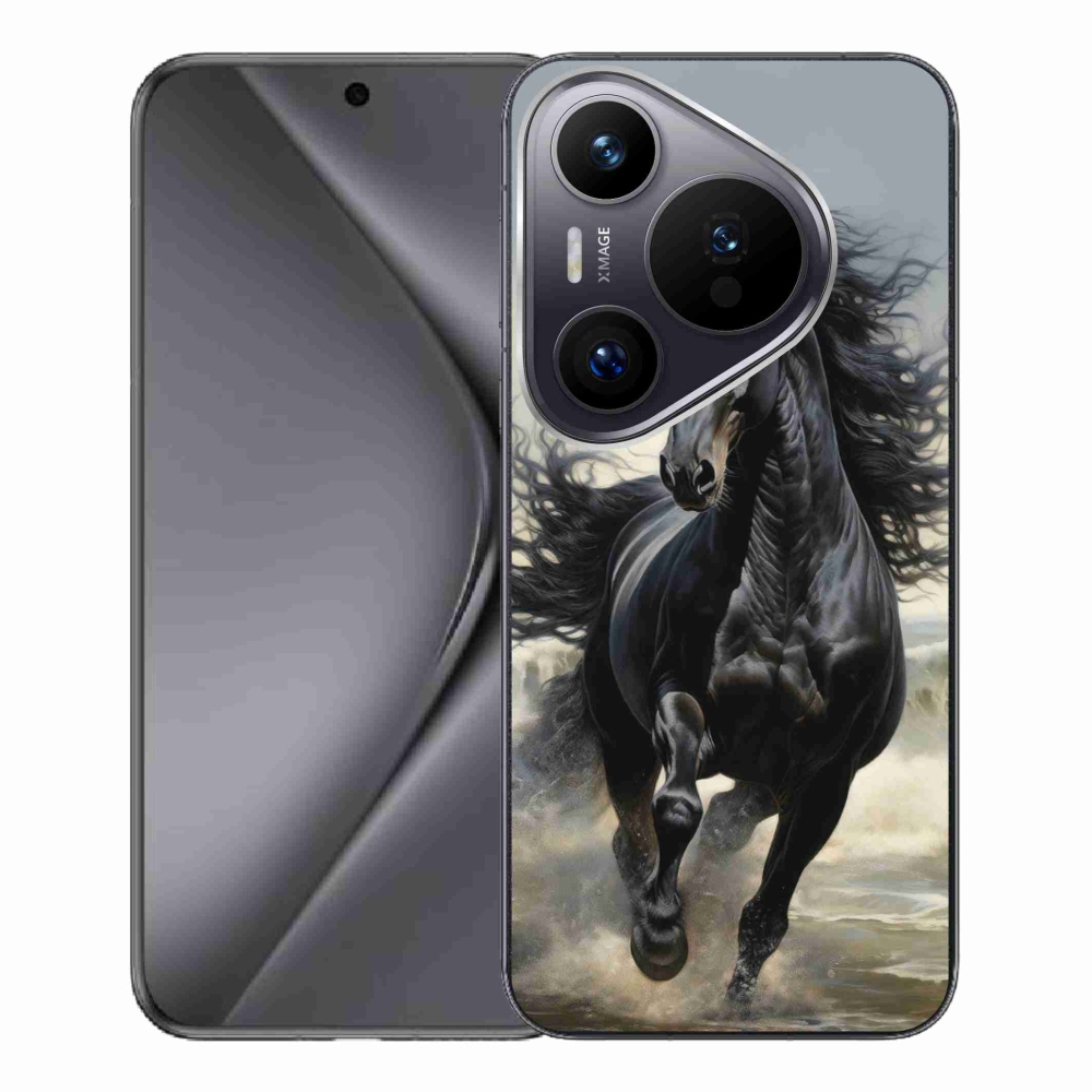 Gelový kryt mmCase na Huawei Pura 70 Pro - běžící černý kůň