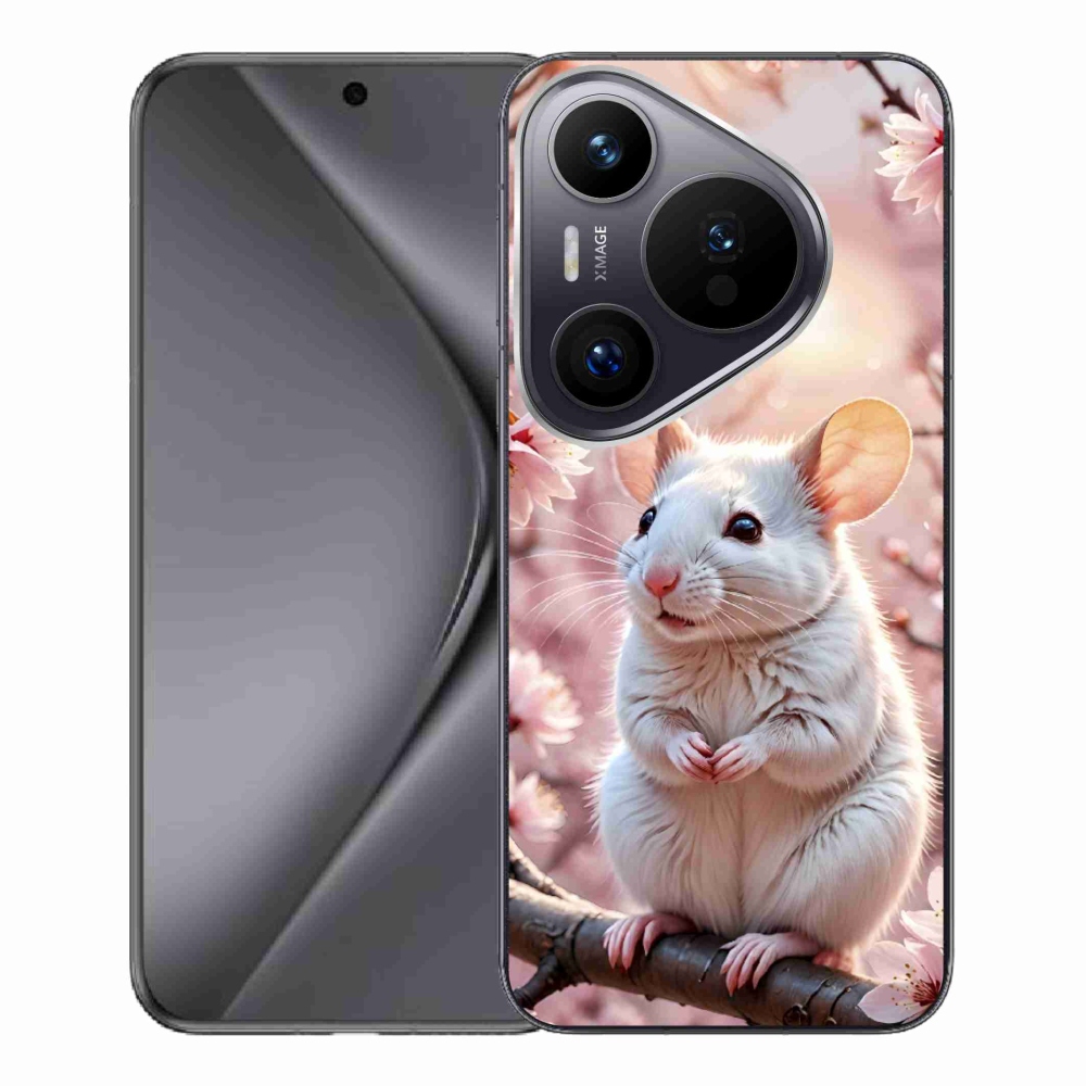 Gelový kryt mmCase na Huawei Pura 70 Pro - bílá myš na větvi