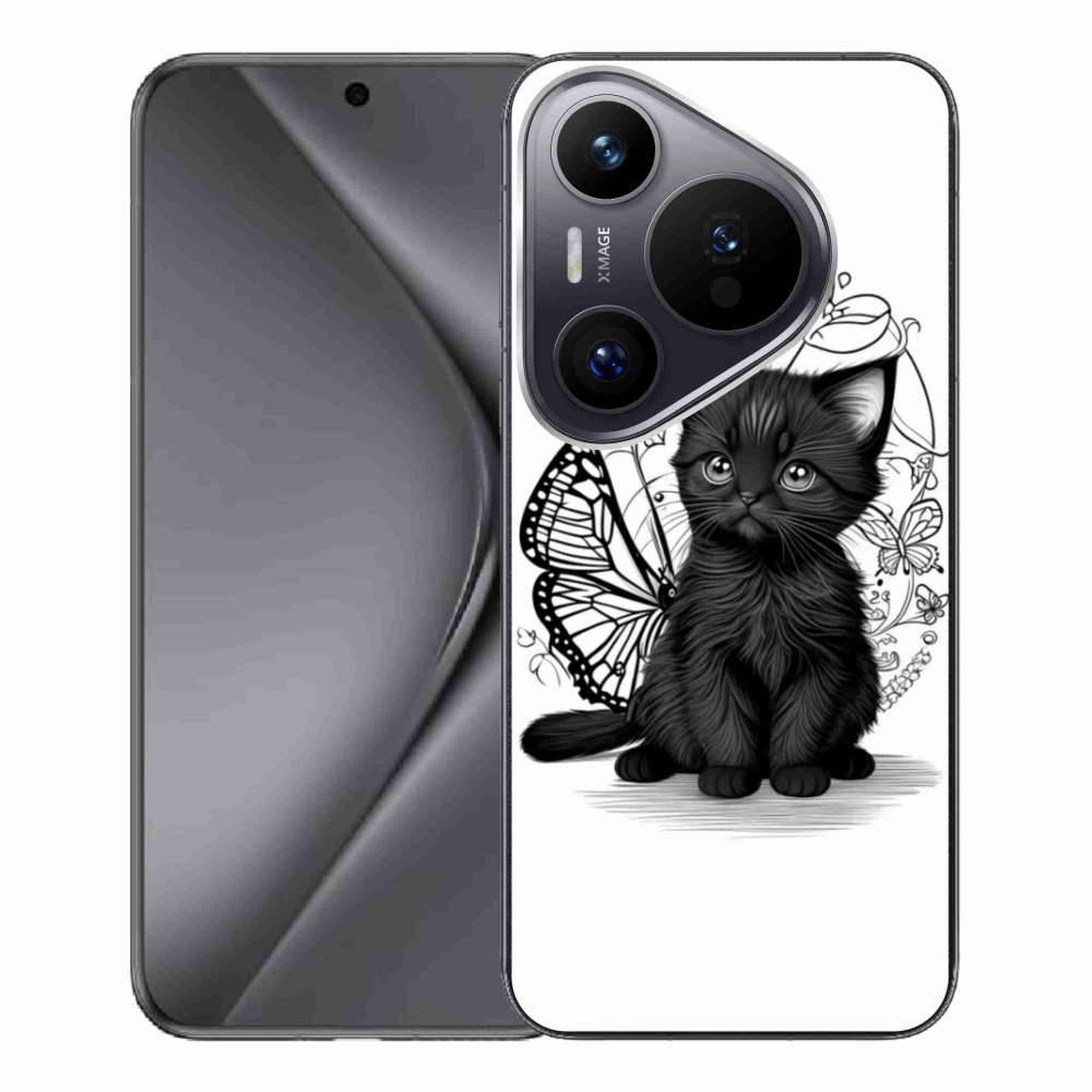 Gelový kryt mmCase na Huawei Pura 70 Pro - černé kotě