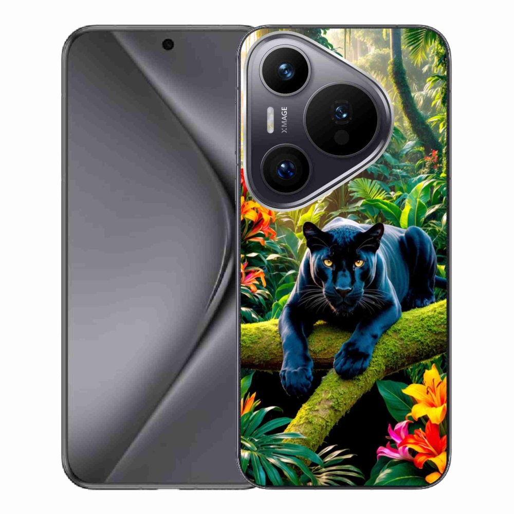 Gelový kryt mmCase na Huawei Pura 70 Pro - černý panter v džungli
