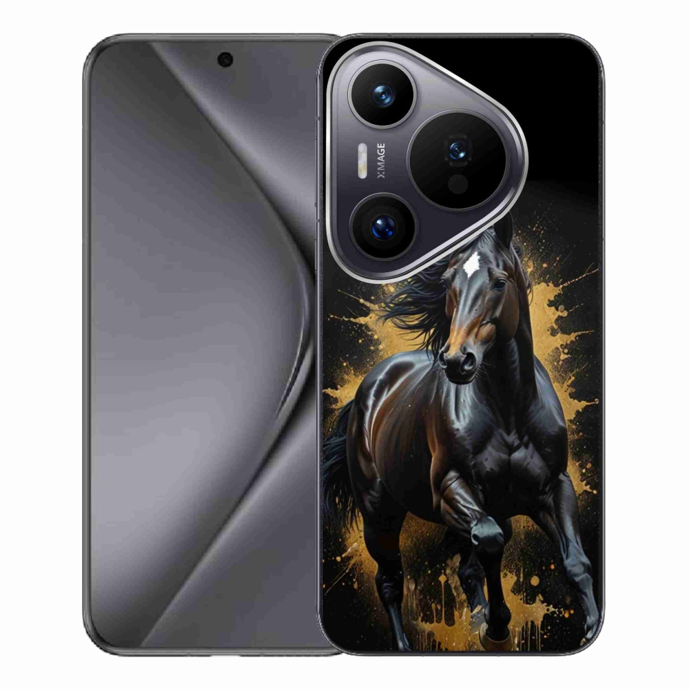 Gelový kryt mmCase na Huawei Pura 70 Pro - elegantní černý hřebec