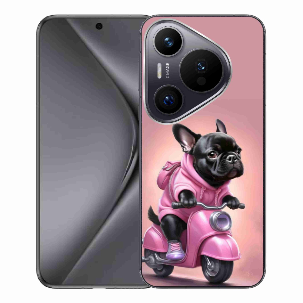 Gelový kryt mmCase na Huawei Pura 70 Pro - francouzský buldoček na skútru