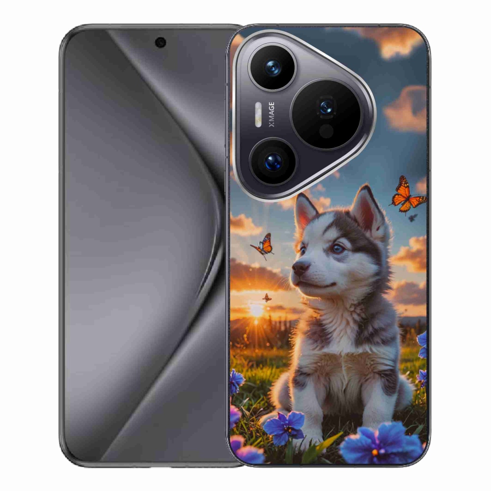 Gelový kryt mmCase na Huawei Pura 70 Pro - husky při západu slunce