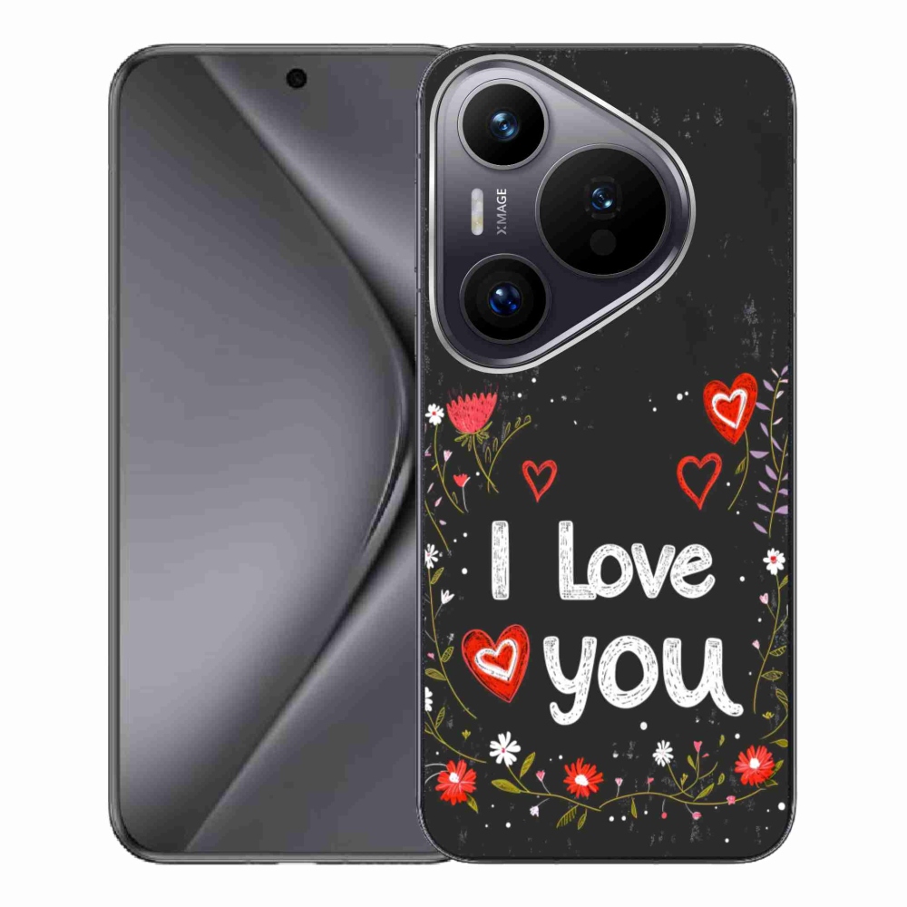 Gelový kryt mmCase na Huawei Pura 70 Pro - I love you černé pozadí