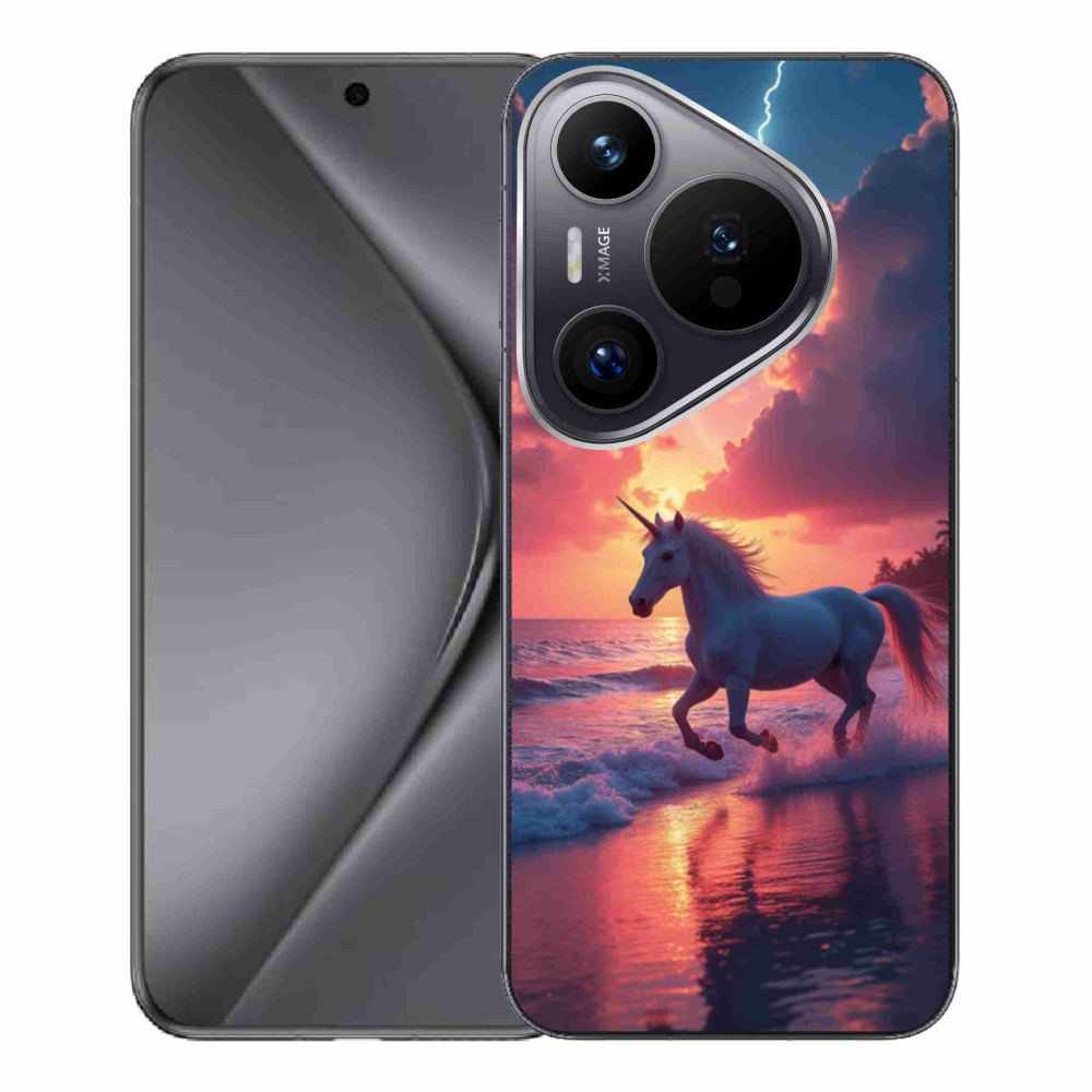 Gelový kryt mmCase na Huawei Pura 70 Pro - jednorožec na pláži