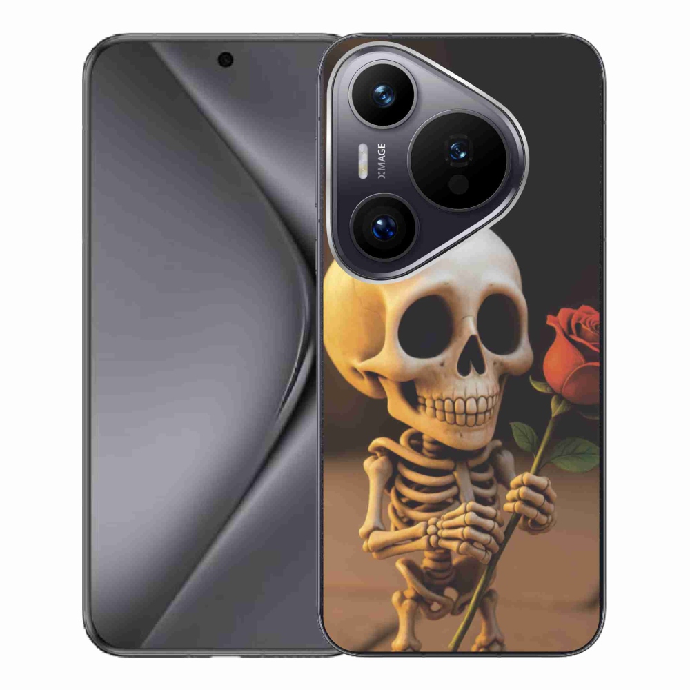 Gelový kryt mmCase na Huawei Pura 70 Pro - kostlivec s růží