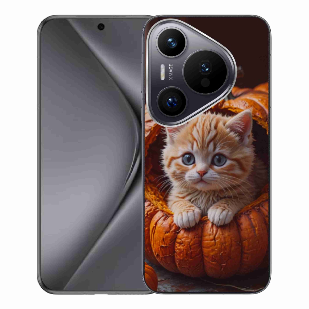 Gelový kryt mmCase na Huawei Pura 70 Pro - kotě a dýně 2