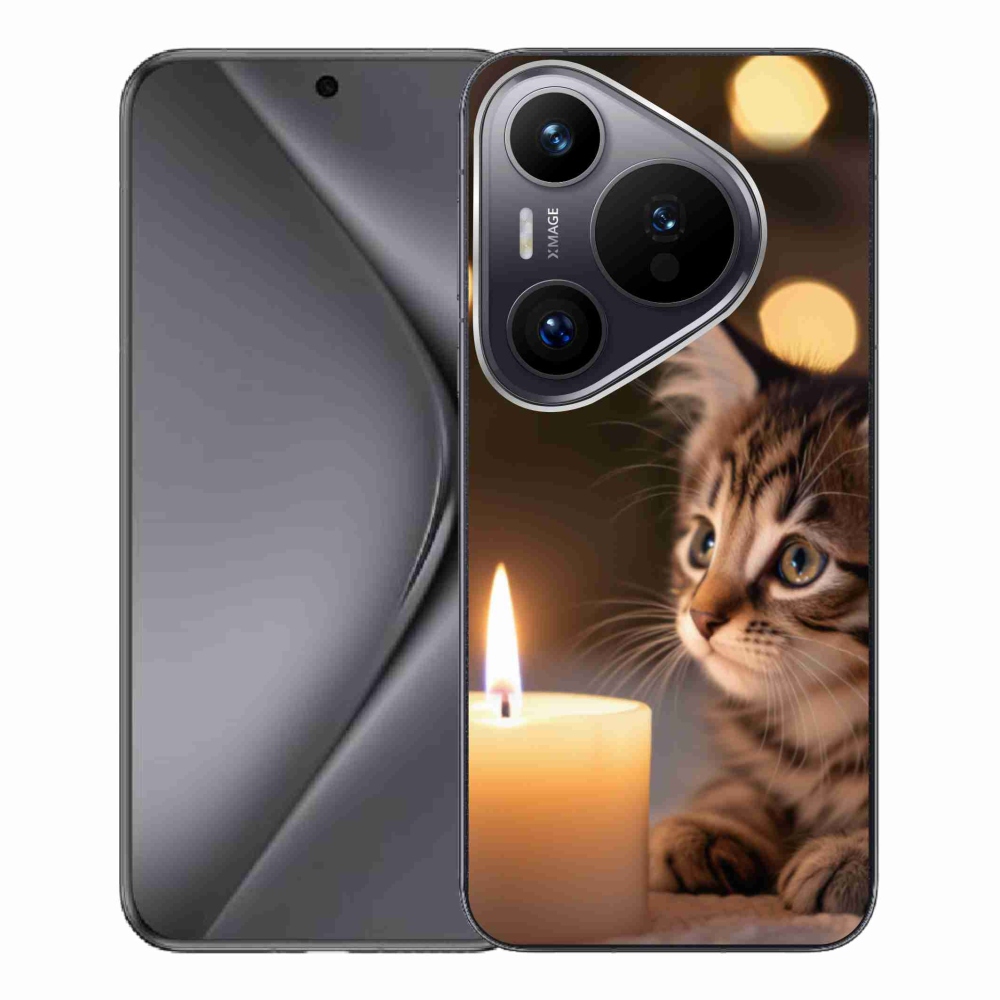 Gelový kryt mmCase na Huawei Pura 70 Pro - kotě a svíčka