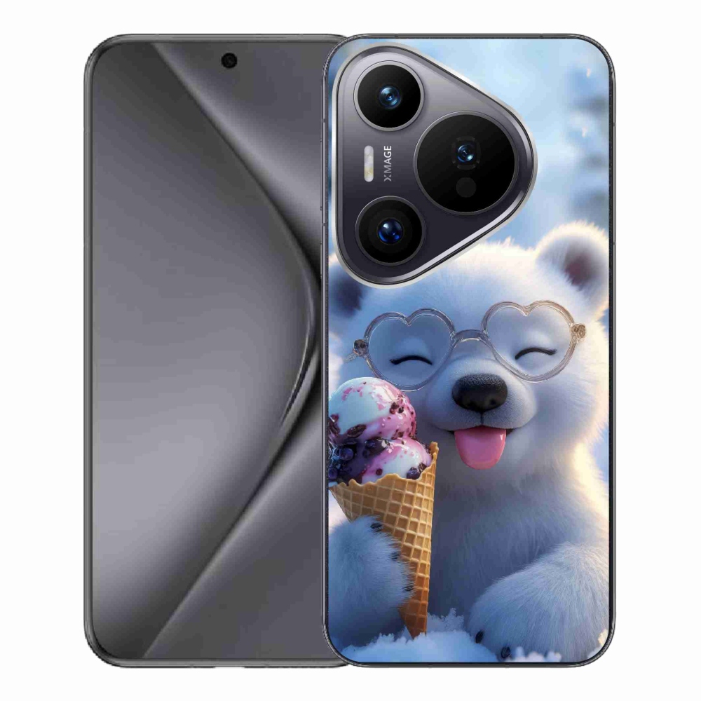 Gelový kryt mmCase na Huawei Pura 70 Pro - medvídek se zmrzlinou