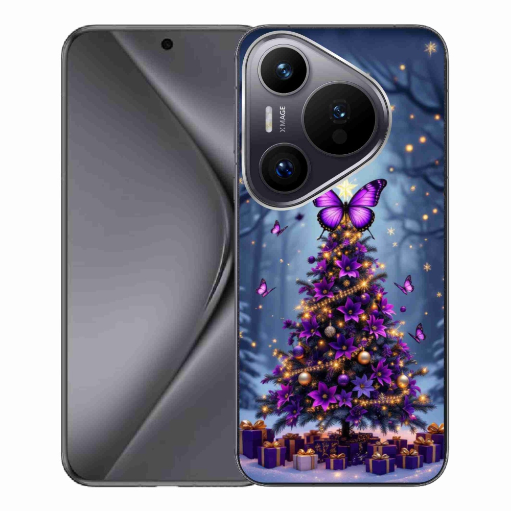 Gelový kryt mmCase na Huawei Pura 70 Pro - motýlí vánoční stromek