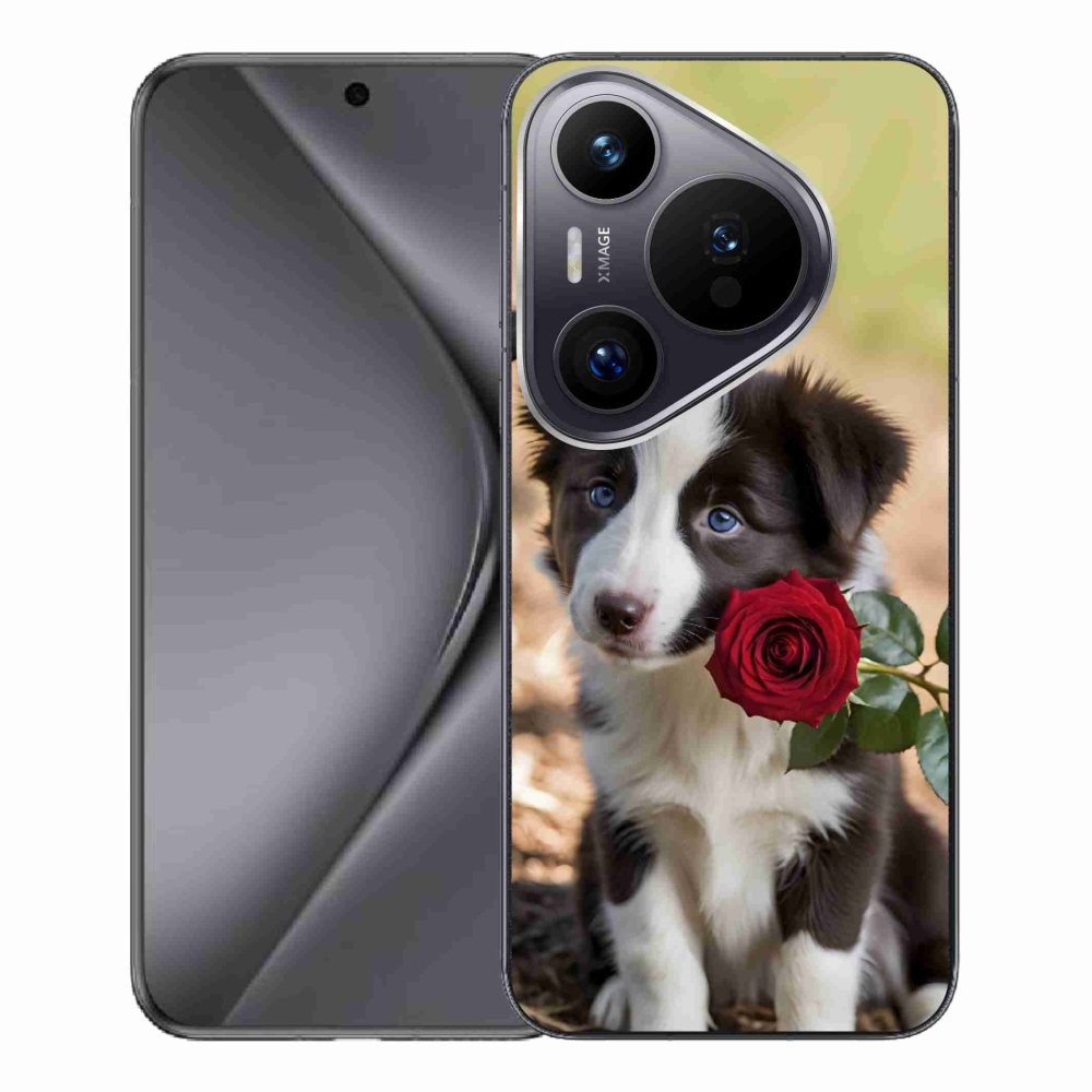 Gelový kryt mmCase na Huawei Pura 70 Pro - roztomilá border kolie s růží