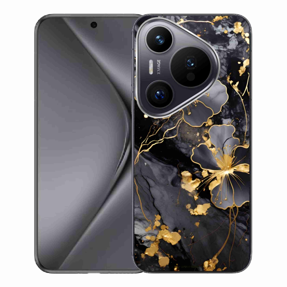 Gelový kryt mmCase na Huawei Pura 70 Pro - zlaté květy