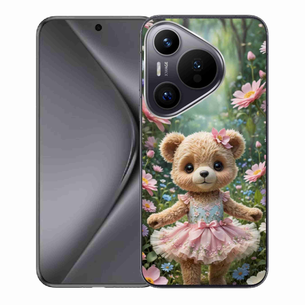 Gelový kryt mmCase na Huawei Pura 70 - roztomilý medvídek v květinách