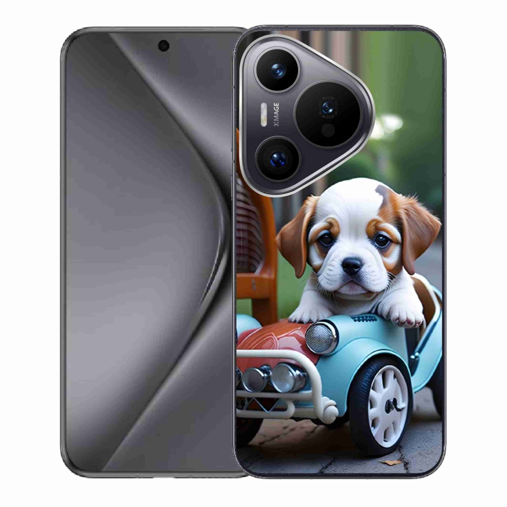 Gelový kryt mmCase na Huawei Pura 70 - štěně v retro autě