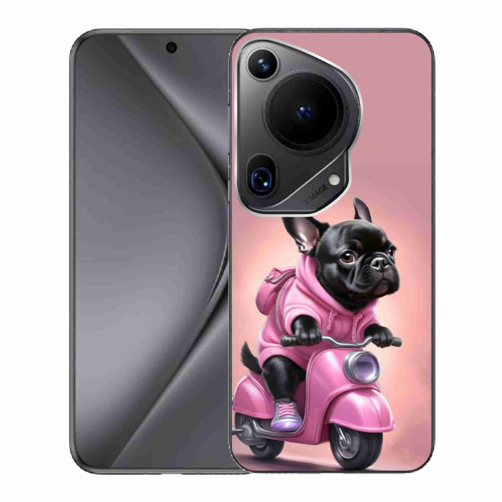 Gelový kryt mmCase na Huawei Pura 70 Ultra - francouzský buldoček na skútru