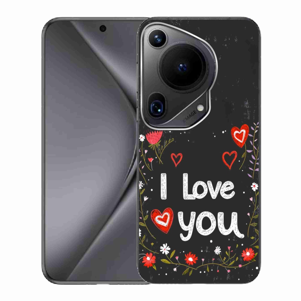 Gelový kryt mmCase na Huawei Pura 70 Ultra - I love you černé pozadí