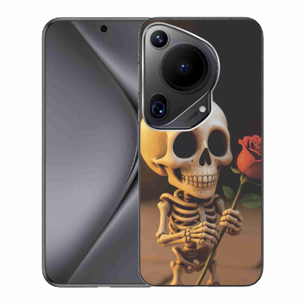 Gelový kryt mmCase na Huawei Pura 70 Ultra - kostlivec s růží