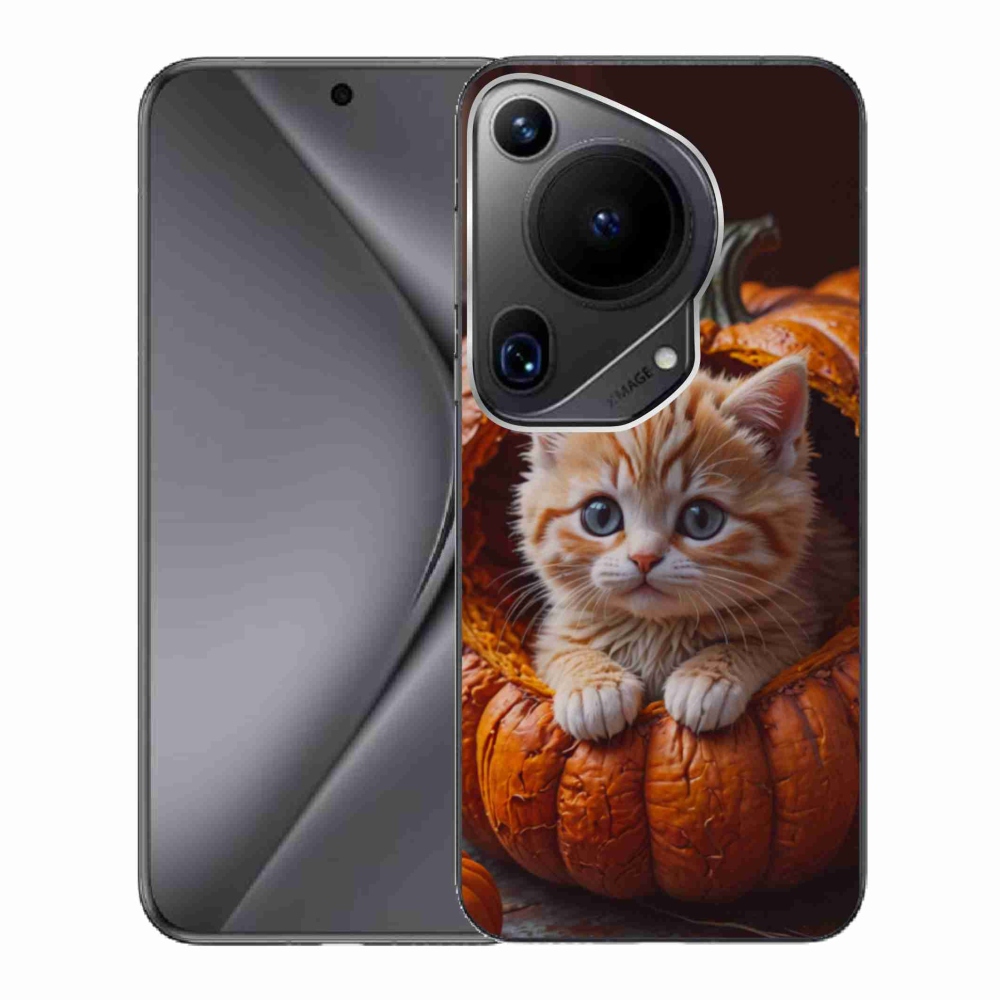 Gelový kryt mmCase na Huawei Pura 70 Ultra - kotě a dýně 2