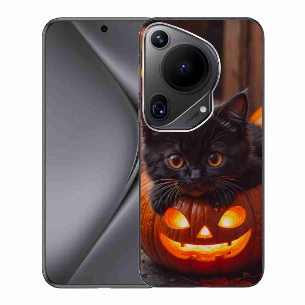 Gelový kryt mmCase na Huawei Pura 70 Ultra - kotě a dýně