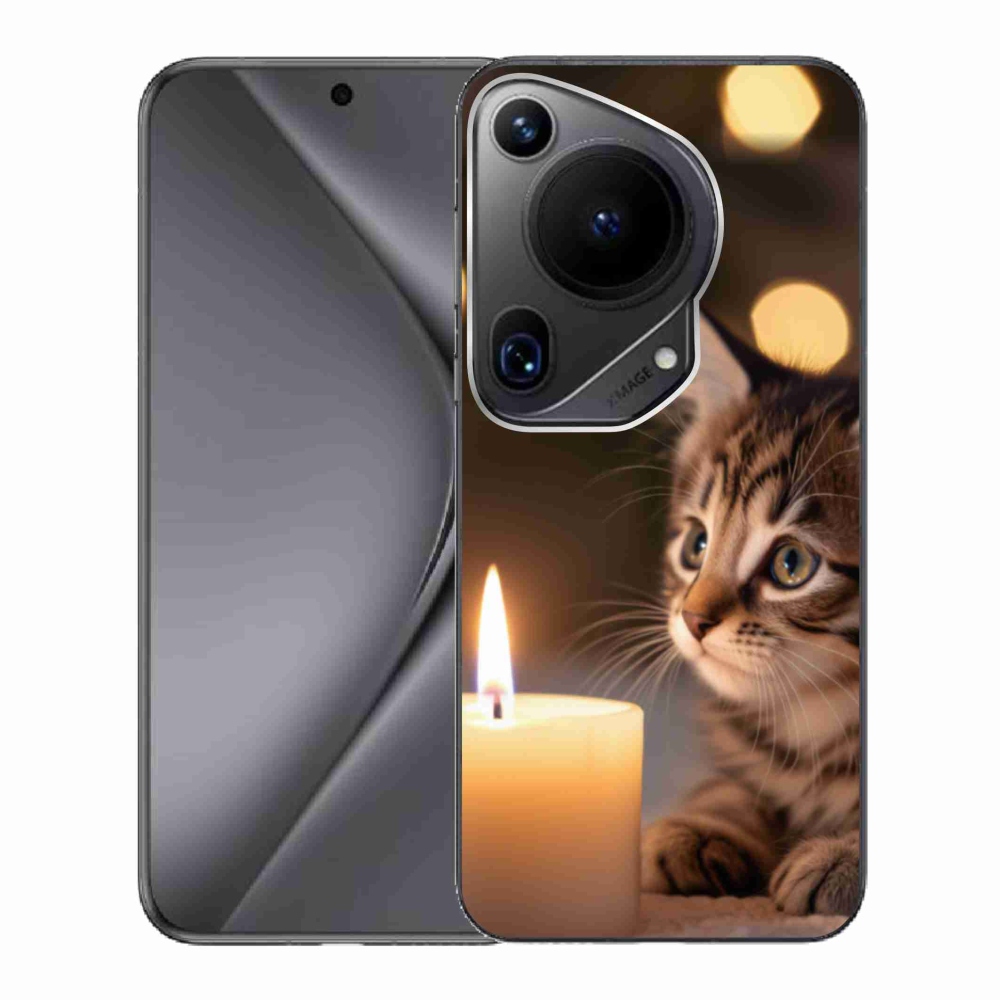Gelový kryt mmCase na Huawei Pura 70 Ultra - kotě a svíčka
