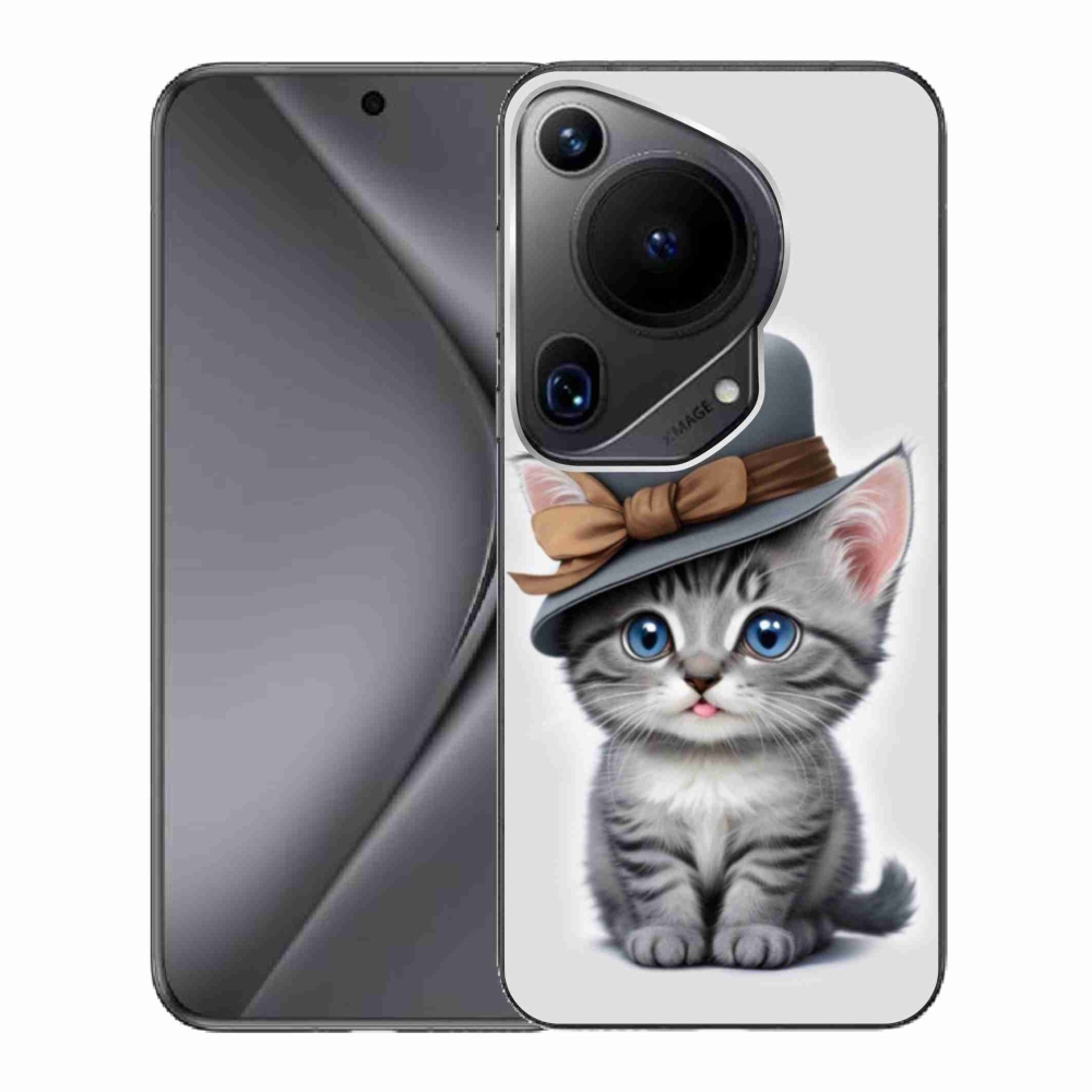 Gelový kryt mmCase na Huawei Pura 70 Ultra - kotě s kloboukem