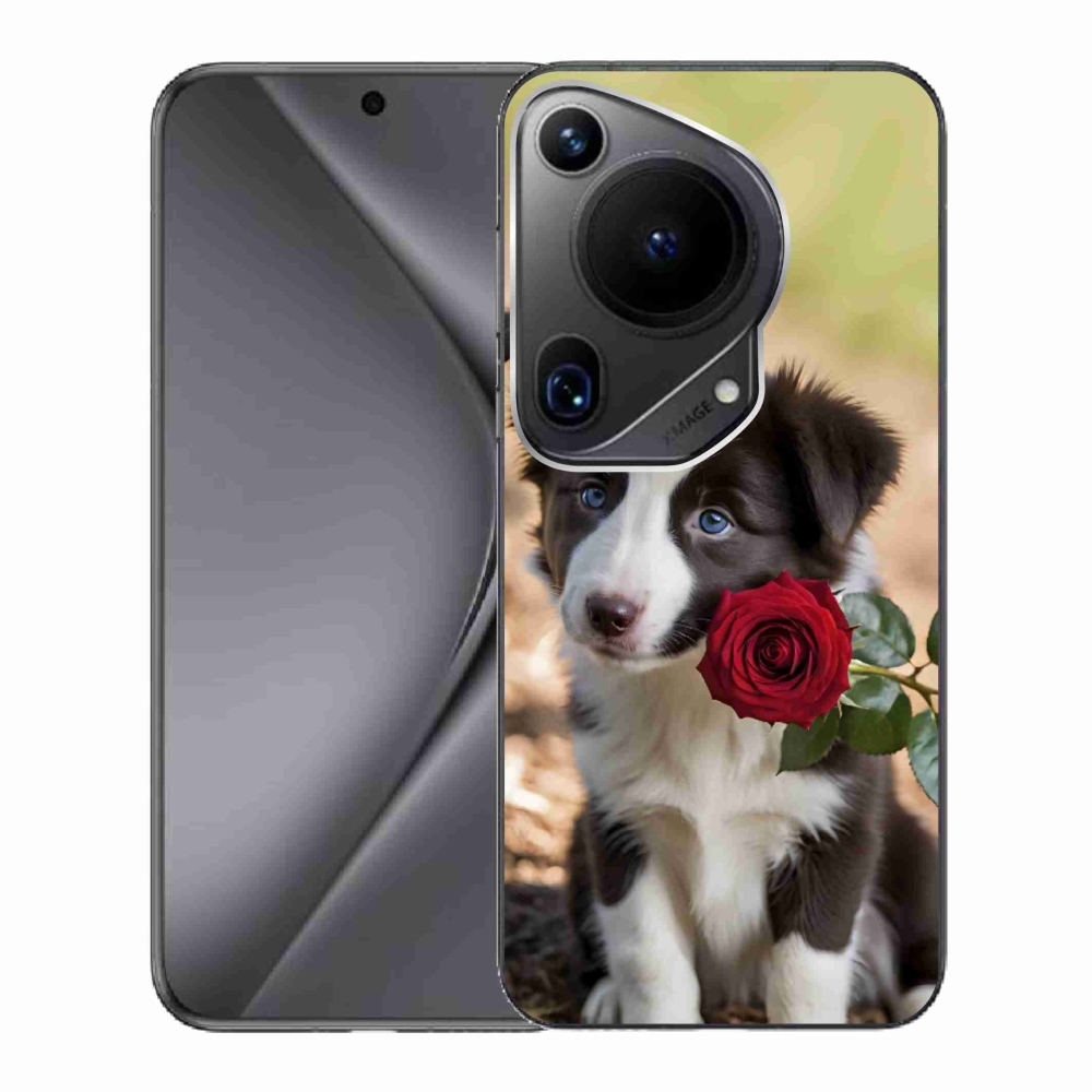 Gelový kryt mmCase na Huawei Pura 70 Ultra - roztomilá border kolie s růží