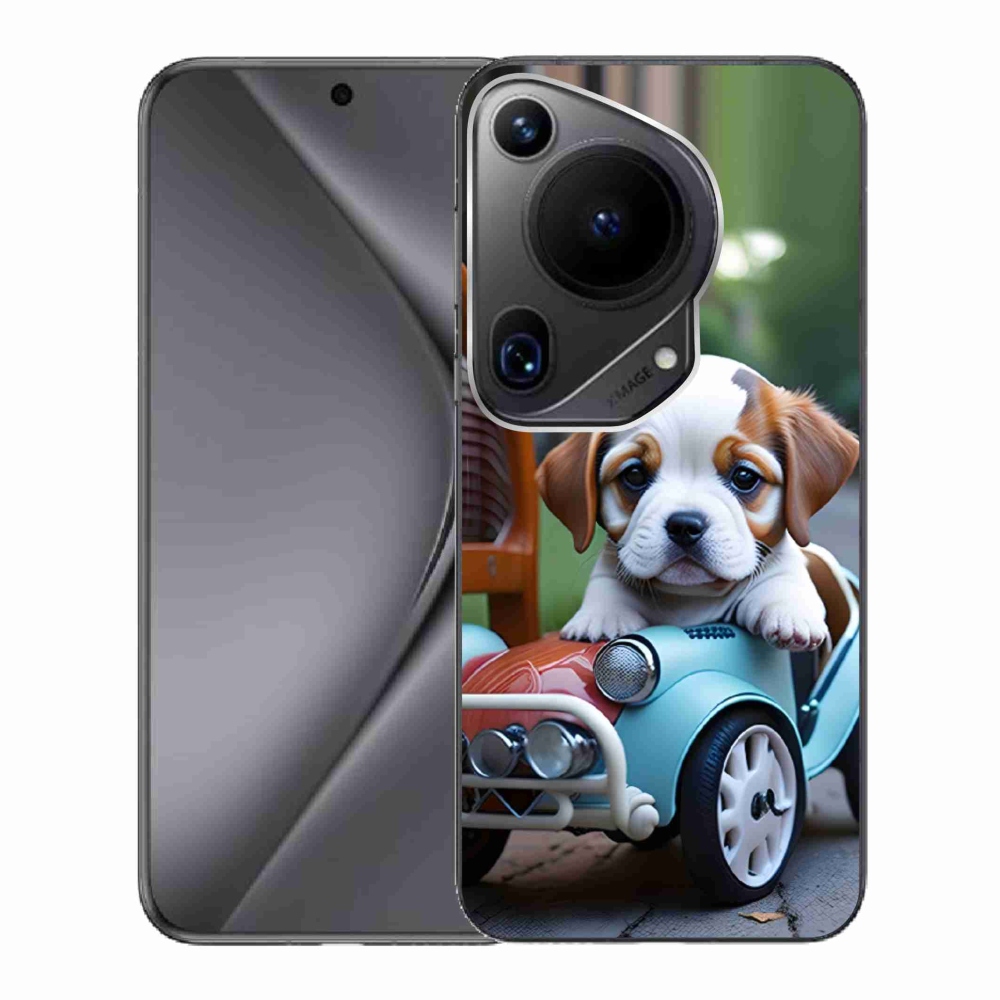Gelový kryt mmCase na Huawei Pura 70 Ultra - štěně v retro autě