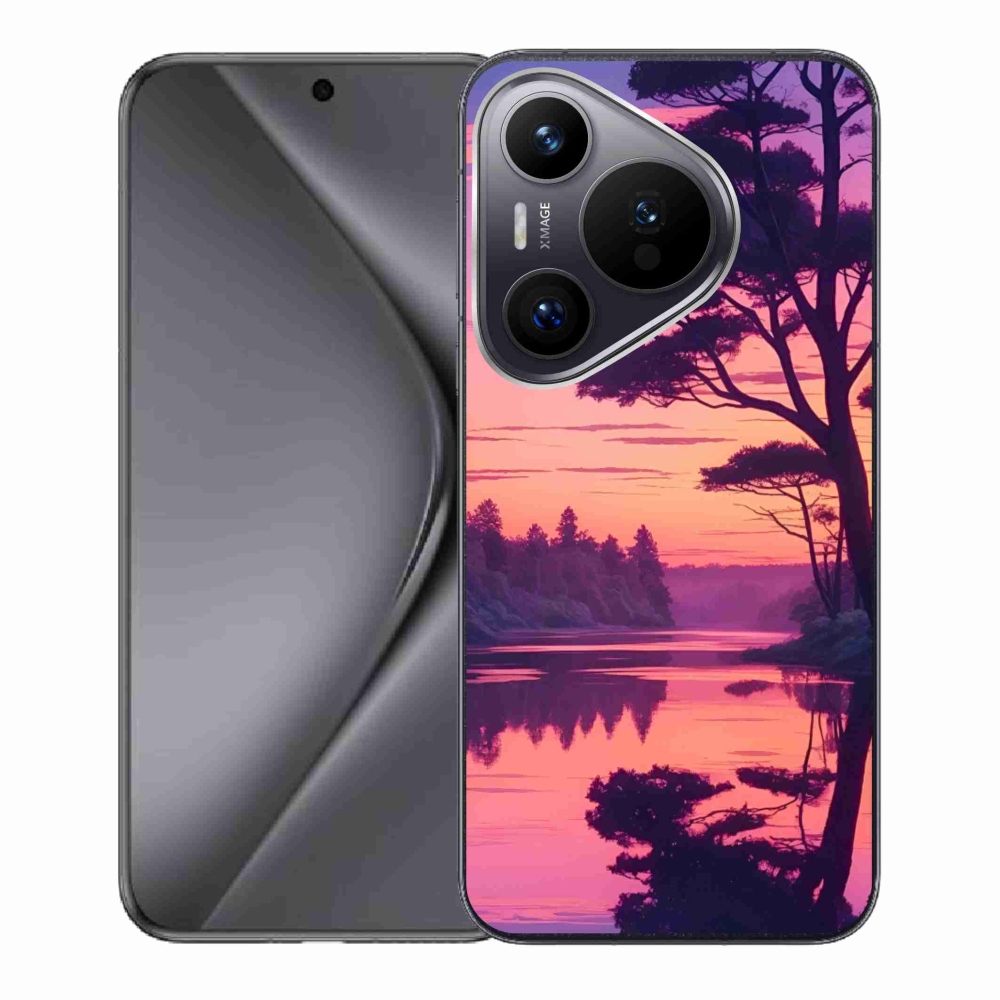 Gelový kryt mmCase na Huawei Pura 70 - západ slunce nad jezerem