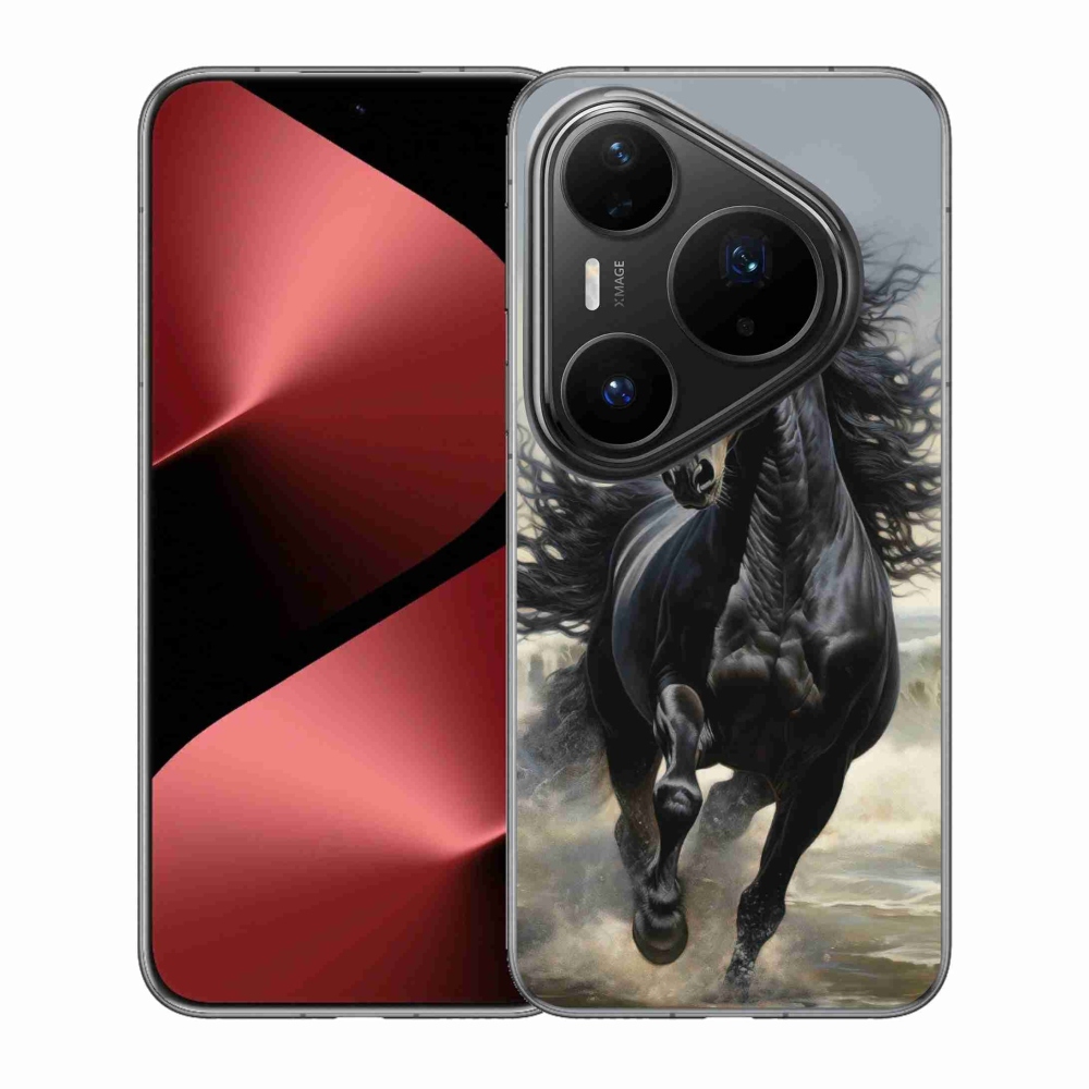 Gelový kryt mmCase na Huawei Pura 80 Pro - běžící černý kůň