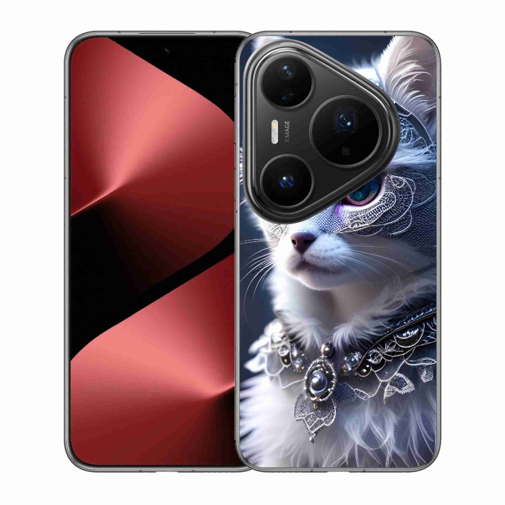 Gelový kryt mmCase na Huawei Pura 80 Pro - bílá kočka