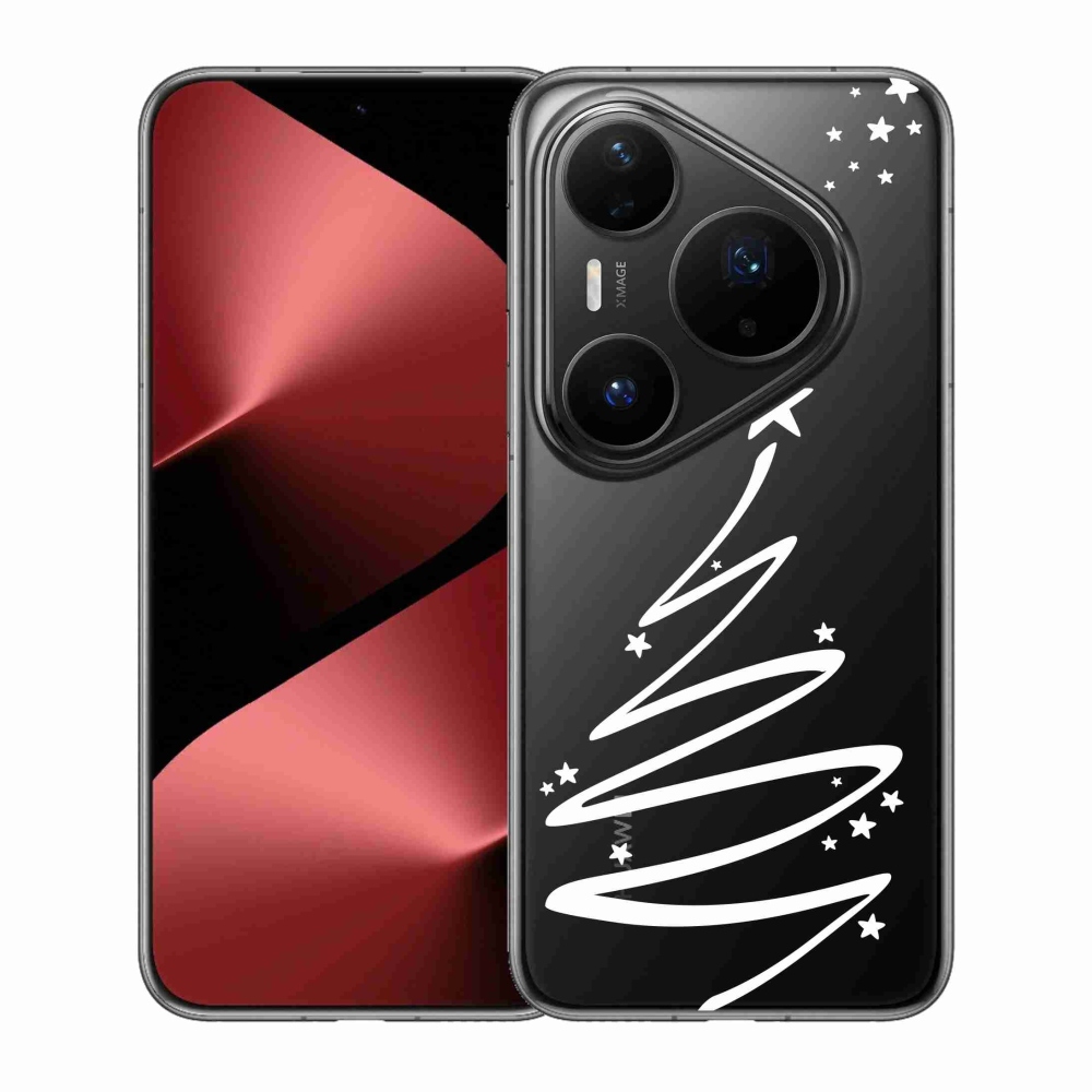 Gelový kryt mmCase na Huawei Pura 80 Pro - bílý stromeček na průhledném pozadí