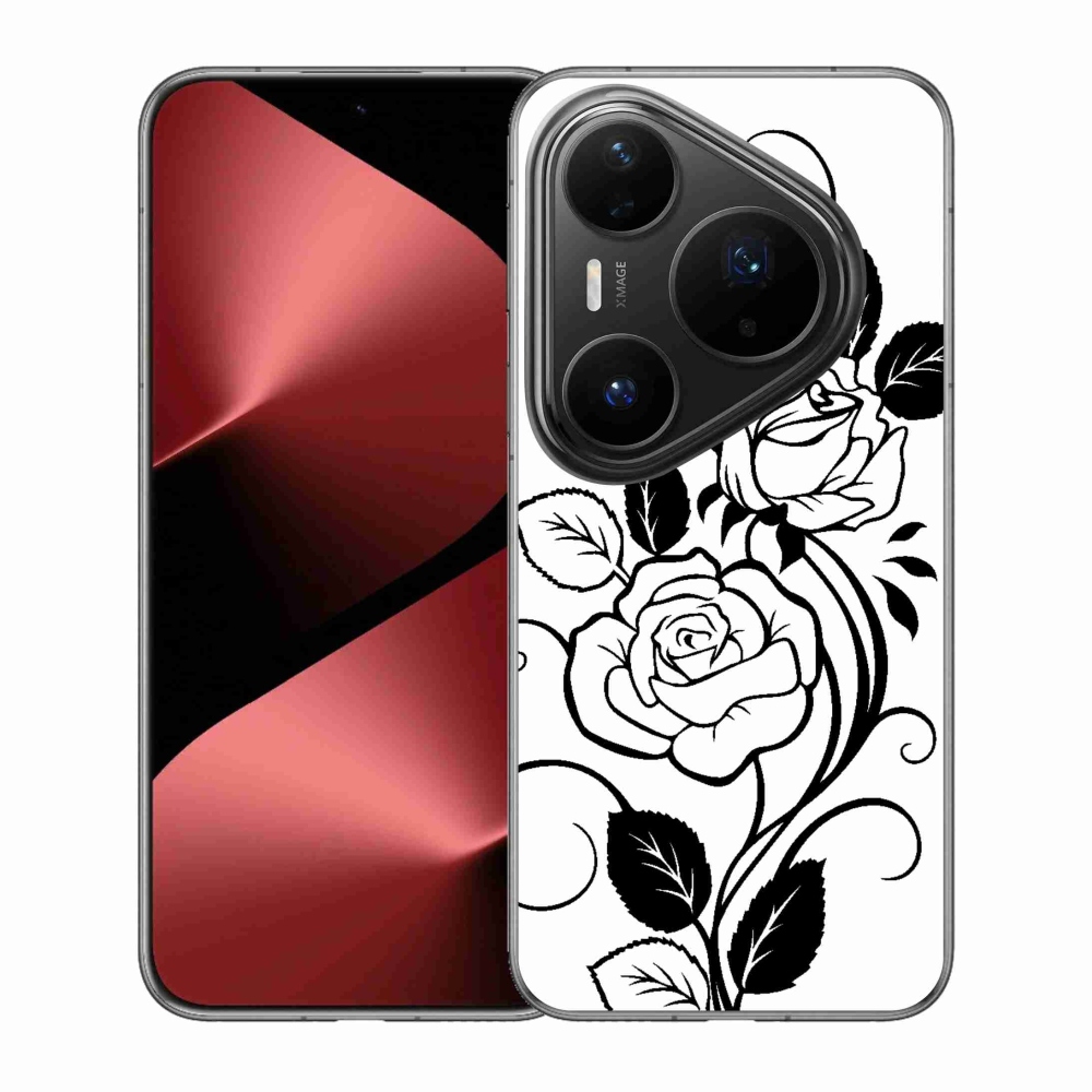 Gelový kryt mmCase na Huawei Pura 80 Pro - černobílá růže
