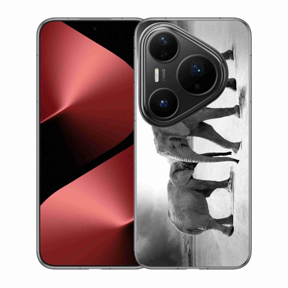 Gelový kryt mmCase na Huawei Pura 80 Pro - černobílí sloni