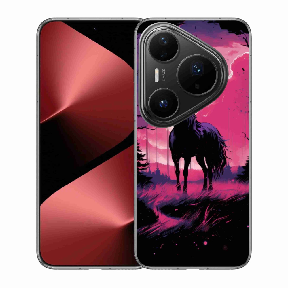 Gelový kryt mmCase na Huawei Pura 80 Pro - černý kreslený kůň 1