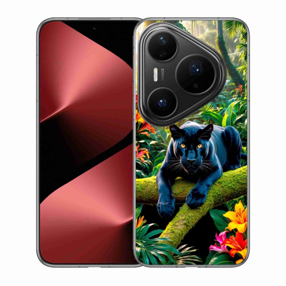 Gelový kryt mmCase na Huawei Pura 80 Pro - černý panter v džungli