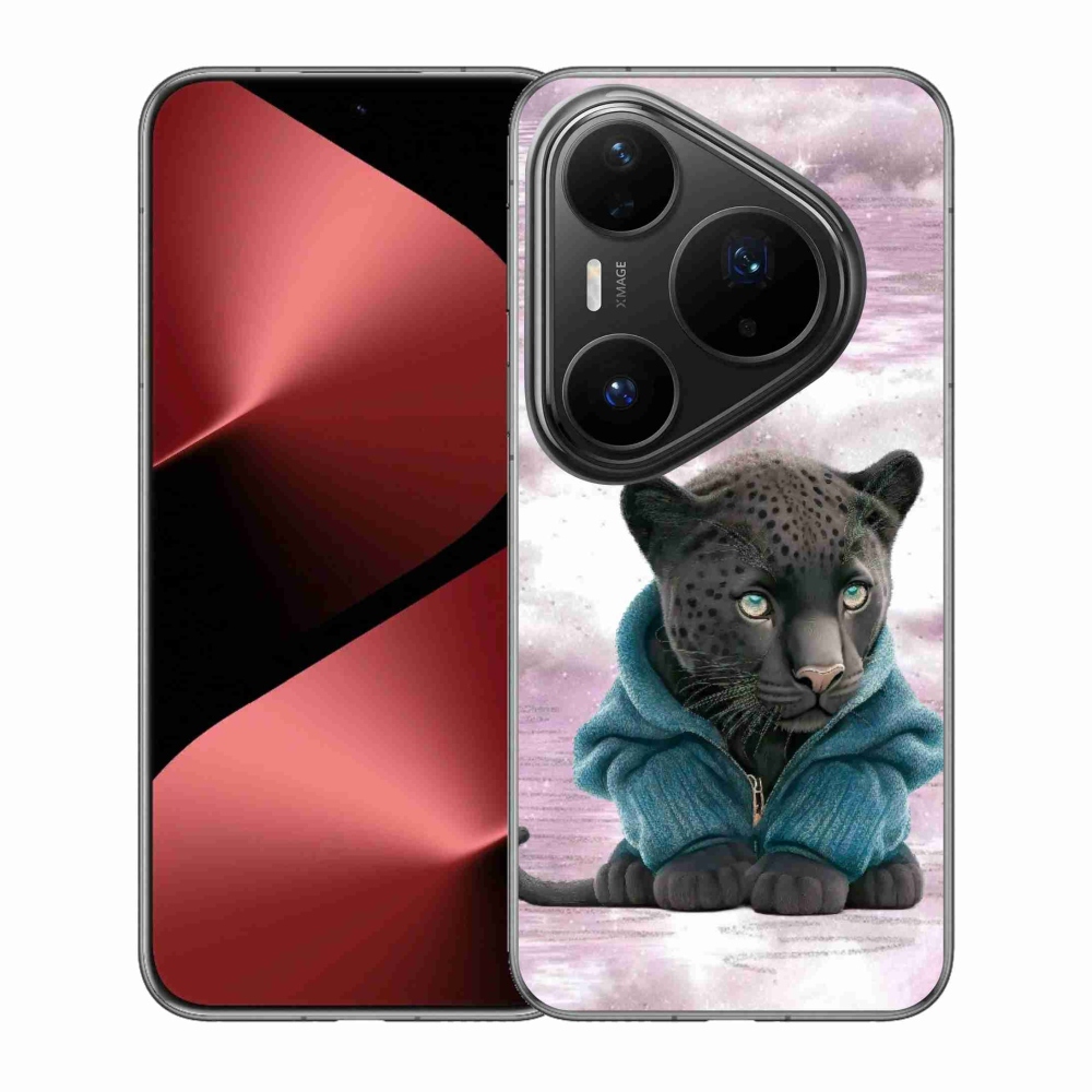 Gelový kryt mmCase na Huawei Pura 80 Pro - černý panter ve svetru