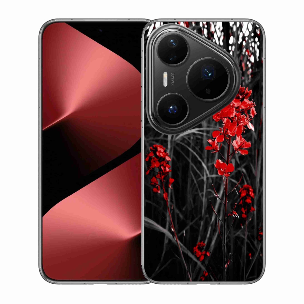 Gelový kryt mmCase na Huawei Pura 80 Pro - červená rostlina