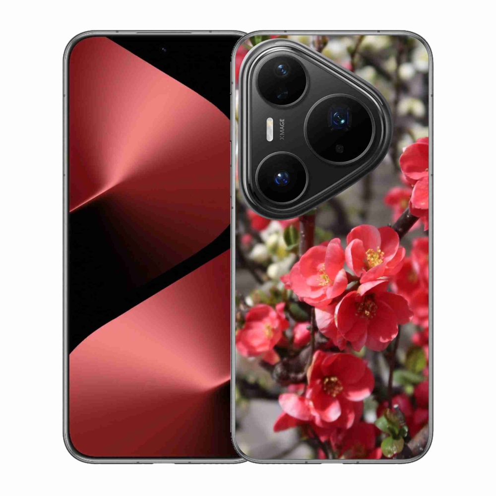 Gelový kryt mmCase na Huawei Pura 80 Pro - červené květy